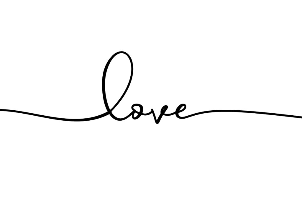 Cursive font of the word love